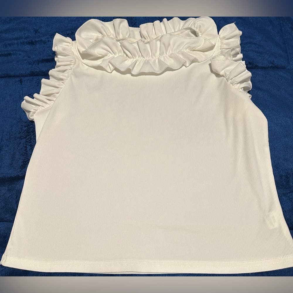 Elegant White Ruffled Women's Top